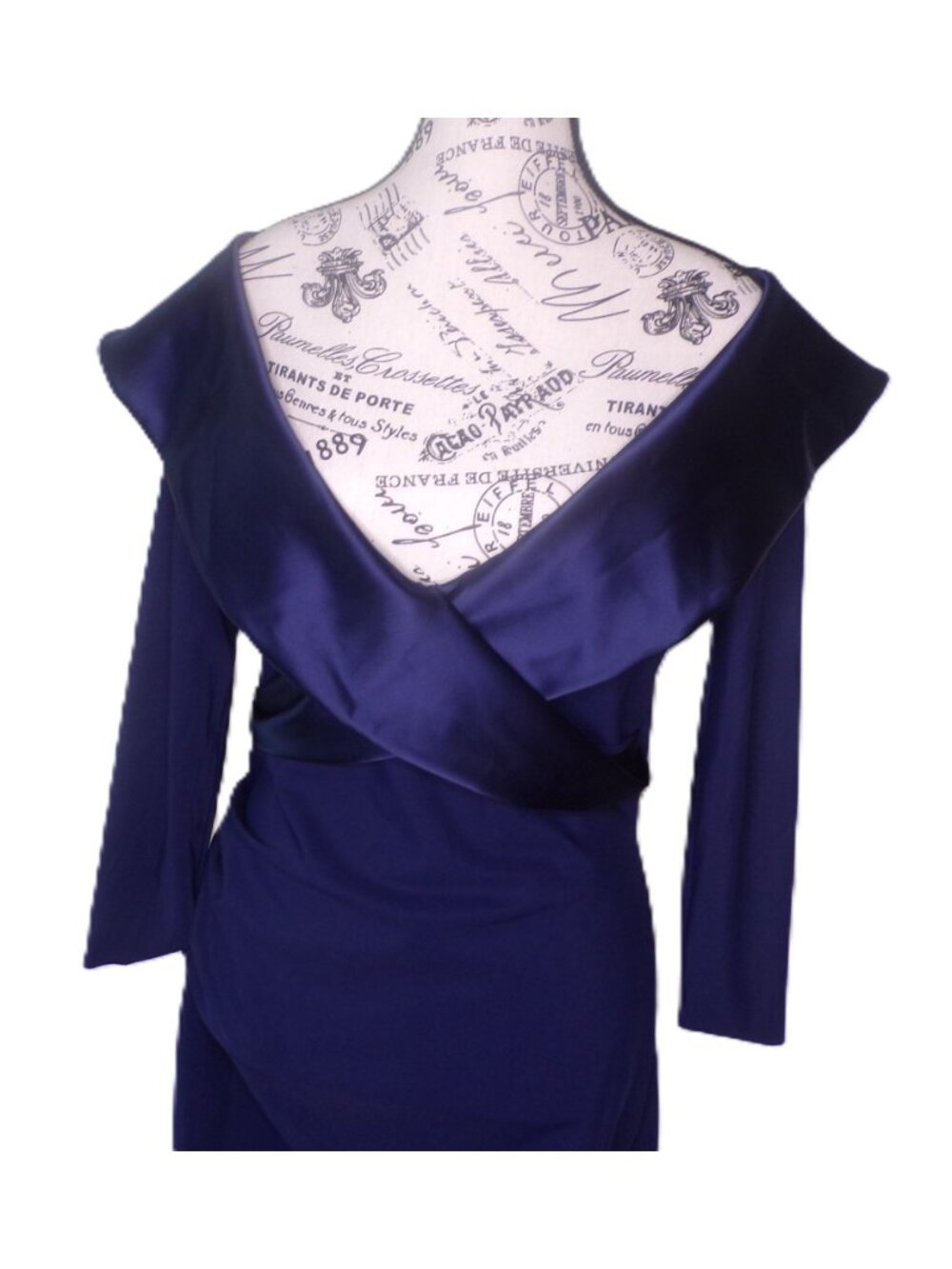 🆕CHIARA BONI Suli Ra Wrap Column Gown Dress 6 Navy Blue - Picture 8 of 12